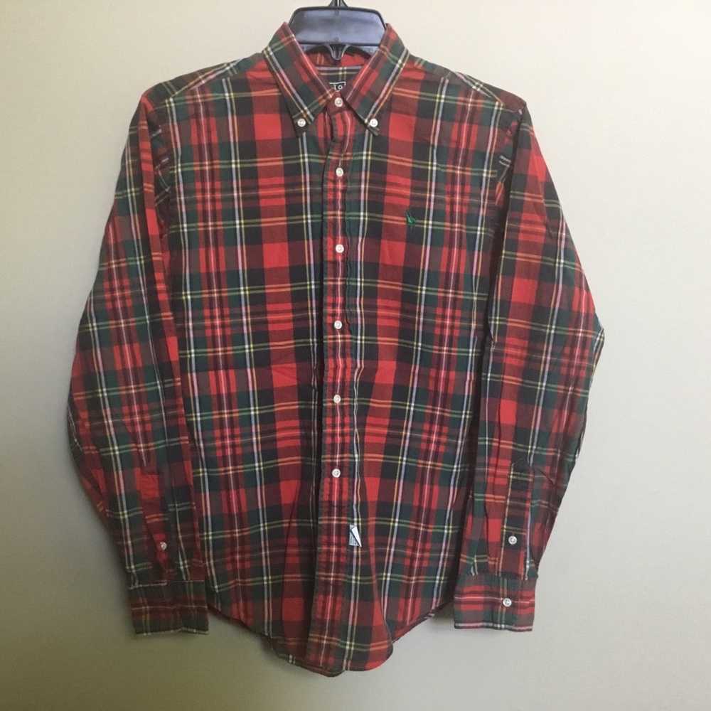 RALPH LAUREN POLO red green plaid shirt 18 XL